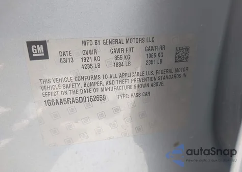 2013 Cadillac Ats Standard из США, поврежденный, VIN 1G6AA5RA5D0162659